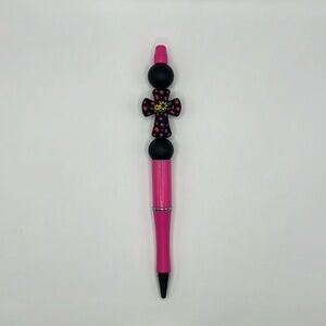 Pink and Black Western Cross Beaded Pen